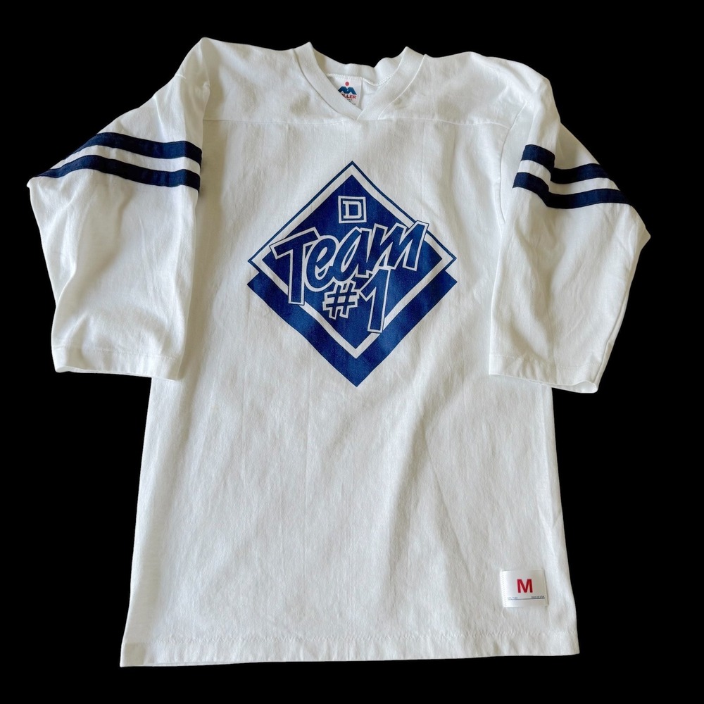 70's Miller Team #1 Football Jersey Shirt Medium White 3/4 Sleeve‎ USA